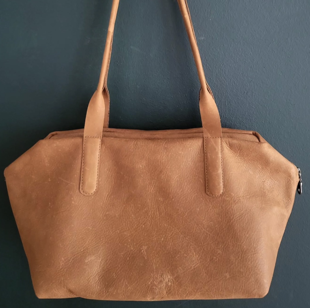 Handtas met korte hengsels, cognac
